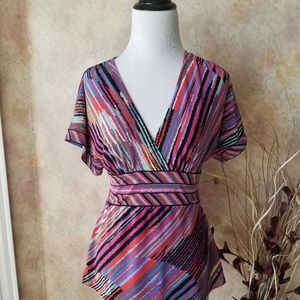 2 for $20 BCBGMaxazria Multi Color Wrap Shirt